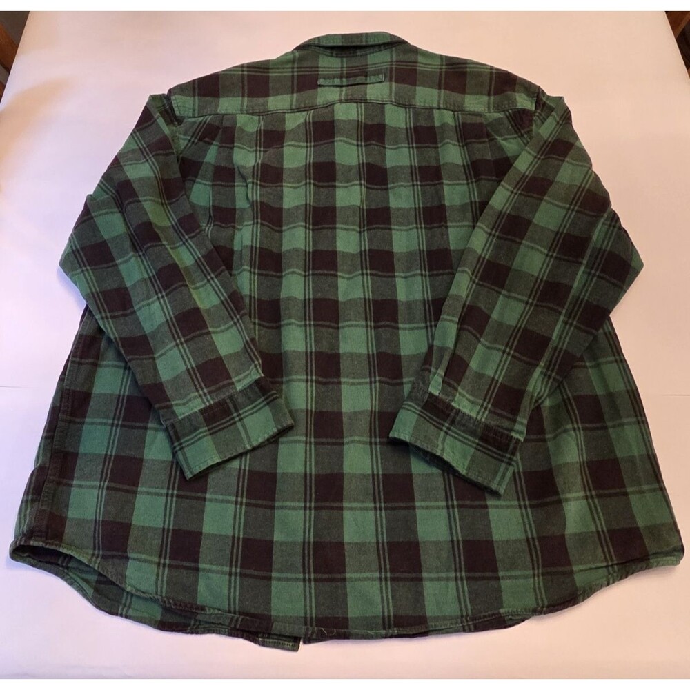 Duluth Trading Co Flannel Shirt Men’s XL Green Plaid Button Down Heavy Cotton - Picture 2 of 7